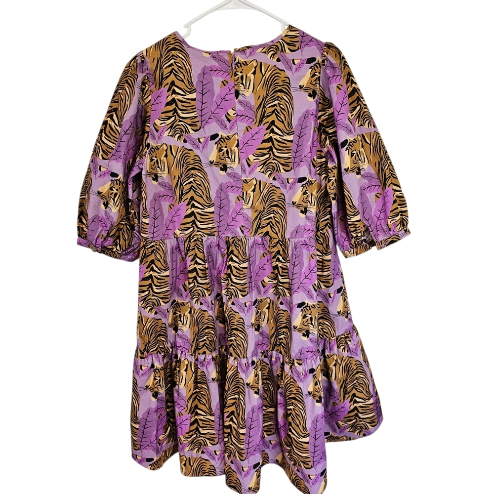 FARM Rio Tiger Leaves Lavender Puff Sleeve Mini Dress - Picture 3 of 12